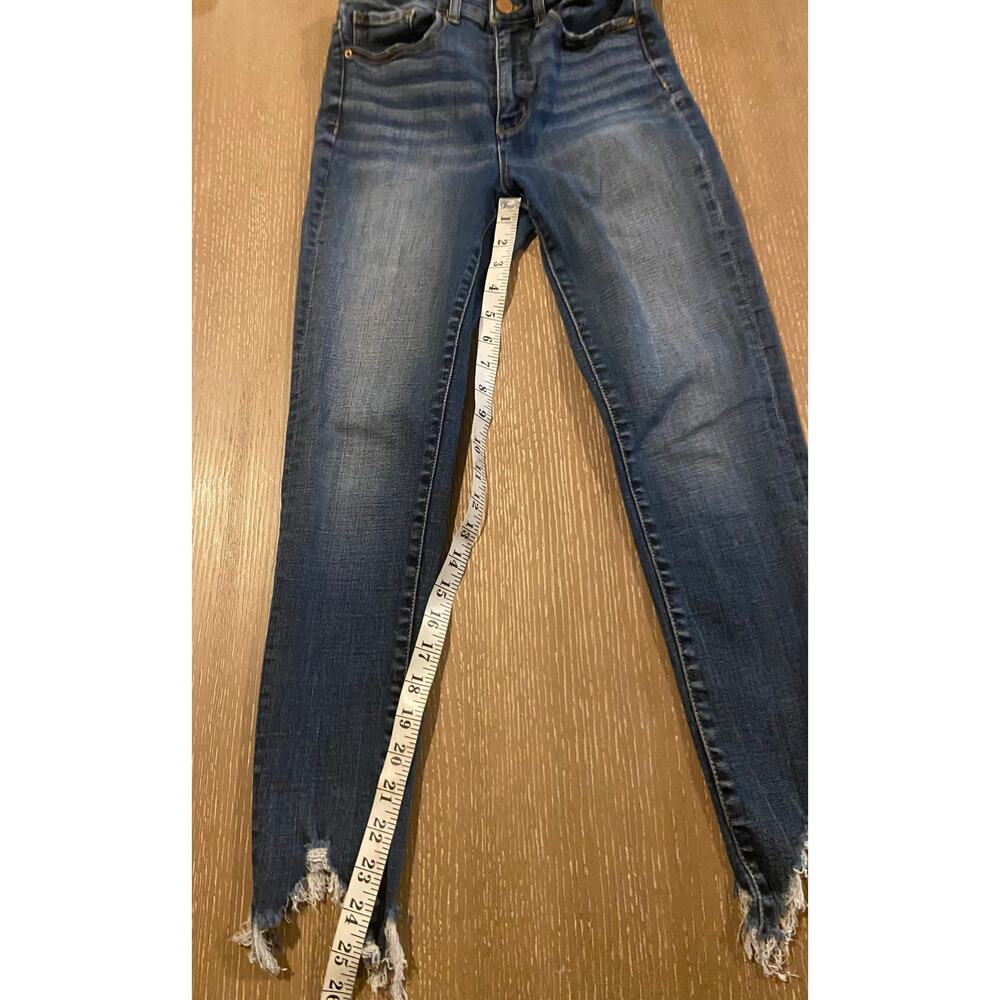 BKE Parker Ankle Straight Stretch Jeans Size 25 High rise Distressed fray‎ hem